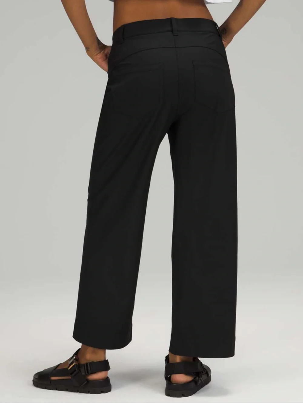 Lululemon City Sleek 5 Pocket Wide-Leg High Rise 7/8 Length Pant in Black - 28